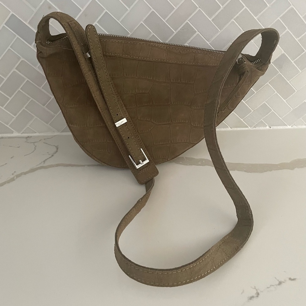 Zara Tan Mock Croc Textured Crossbody Bag